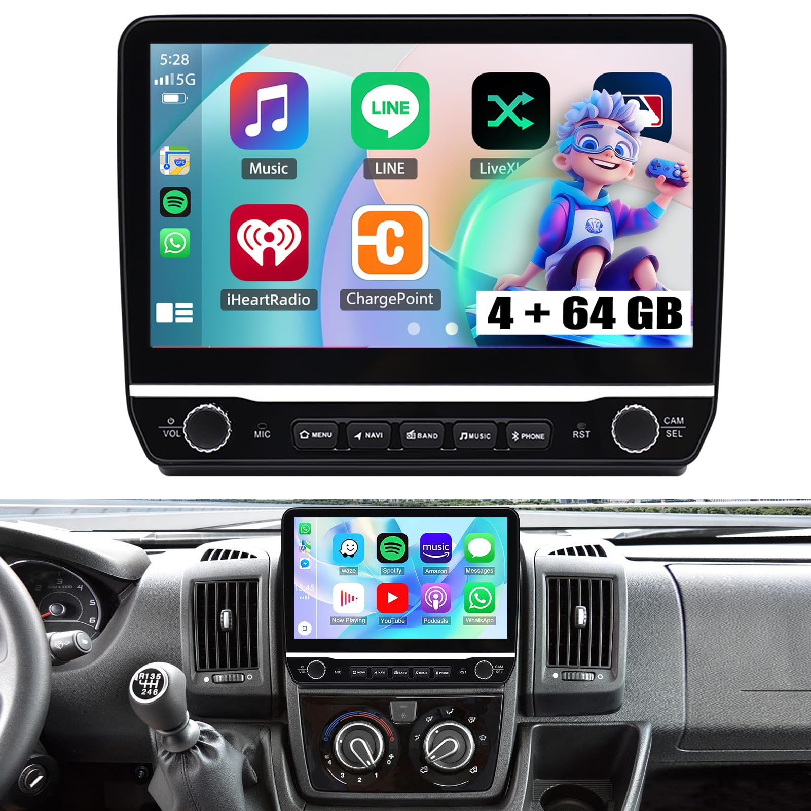 Tomzz Audio Cache Radio Fiat Ducato Peugeot Boxer Citroën Jumper - Piano Noir
