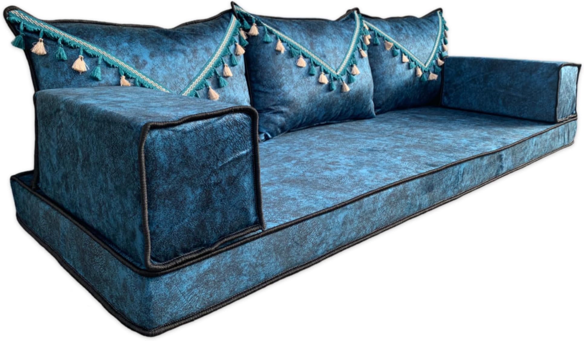 Three seater handmade garden outdoor indoor bench cushions pallet furniture pillows majlis seating floor sofa set