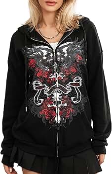 Covvoliy Women Zip Up Oversized Y2k Hoodie Sweatshirt Long