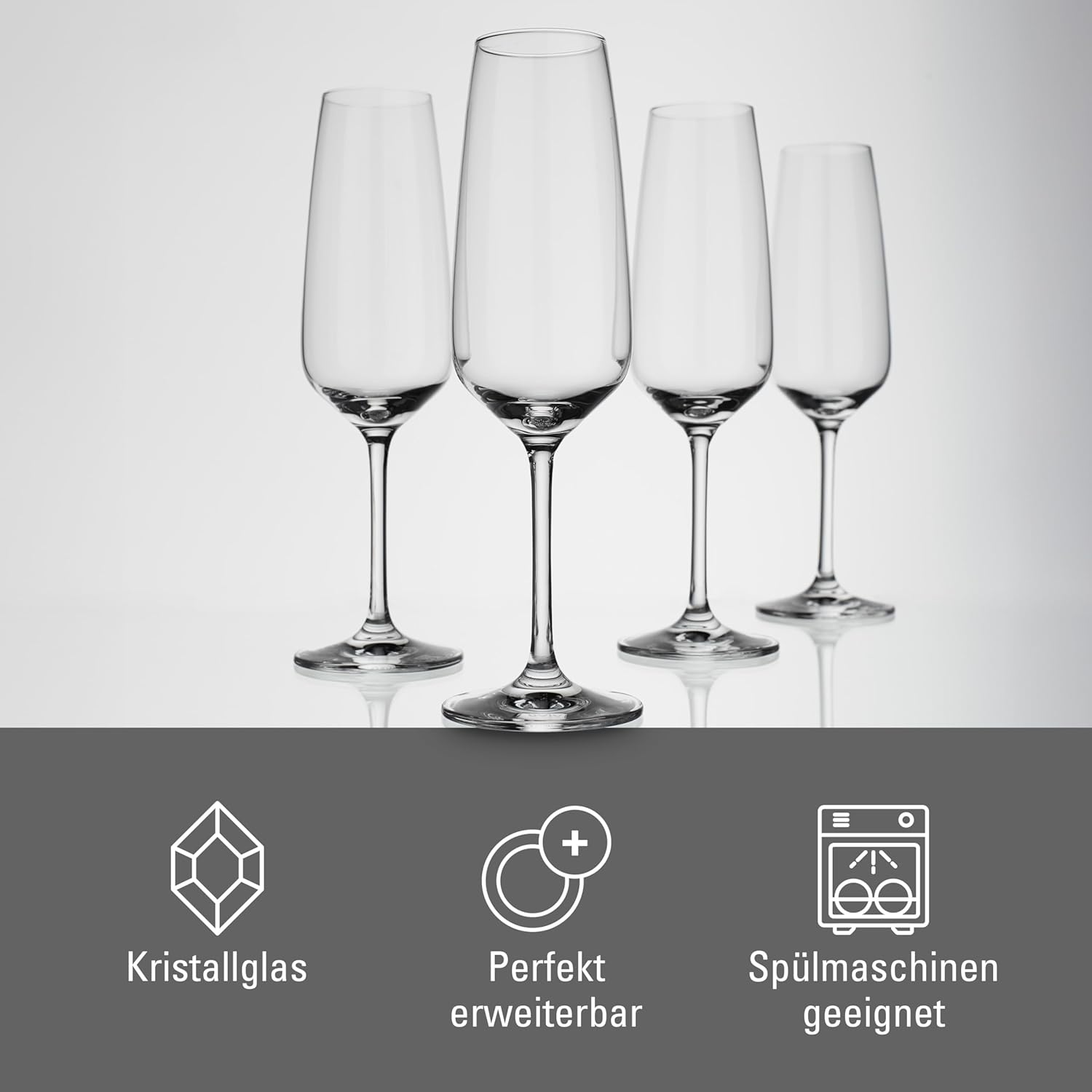 Villeroy & Boch vivo Group - Voice Basic champagne glass set, 4-piece, 283 ml, crystal glass, dishwasher-safe