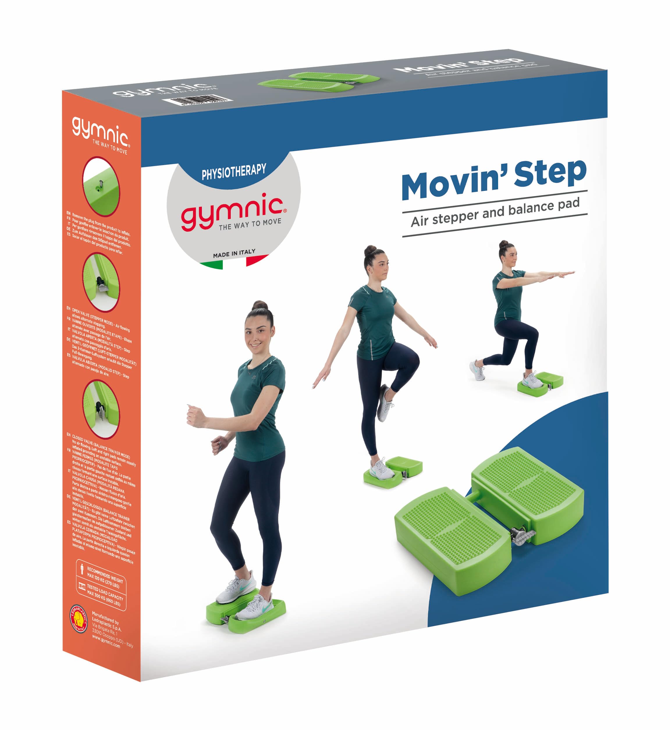 Gymnic Movin’ Step gonfiabile verde lime per allenamento cardiovascolare e propriocettivo, ideale per esercizi di equilibrio, coordinazione e riabilitazione