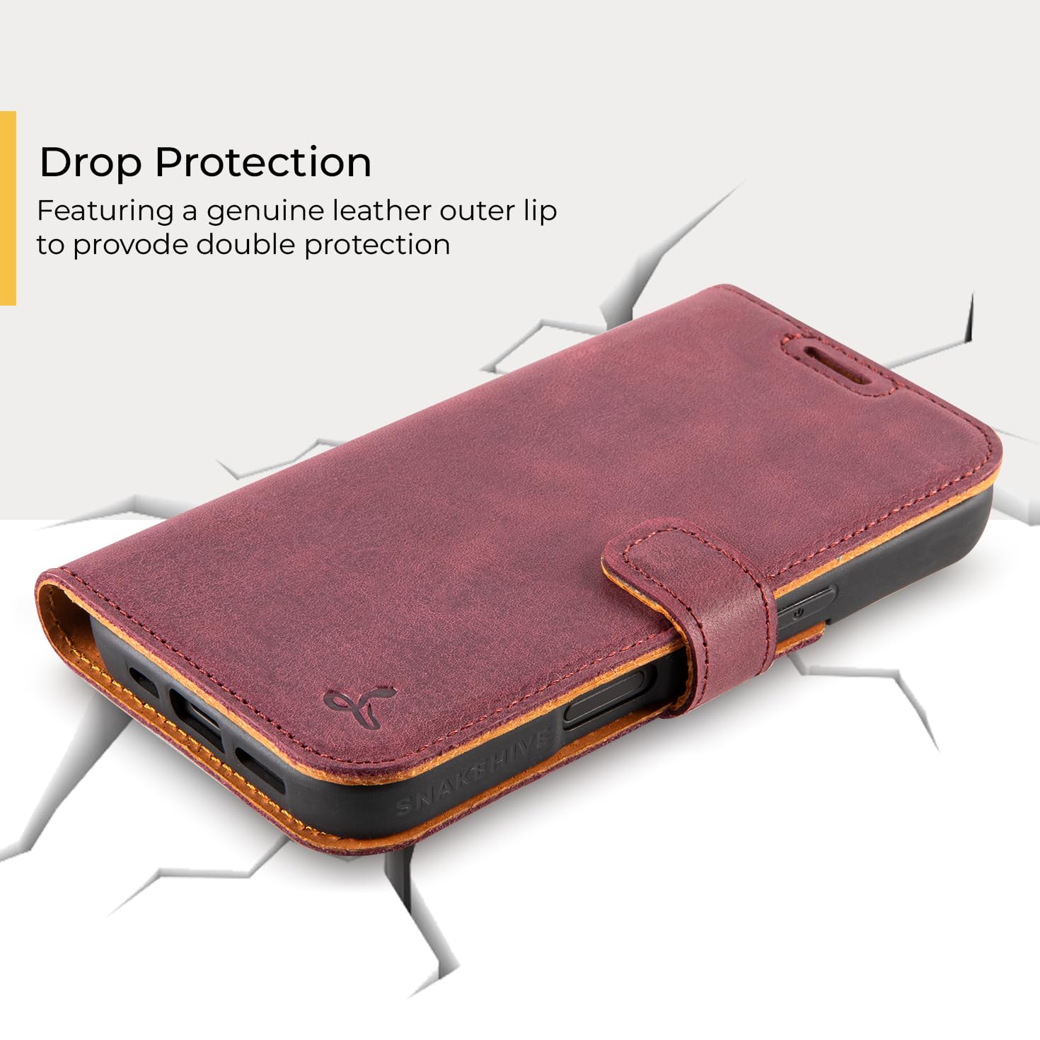 Snakehive Leather Wallet for iPhone 16, Real Leather Wallet Phone Case, Genuine Leather with Viewing Stand and 4 Card Holder - Image 3