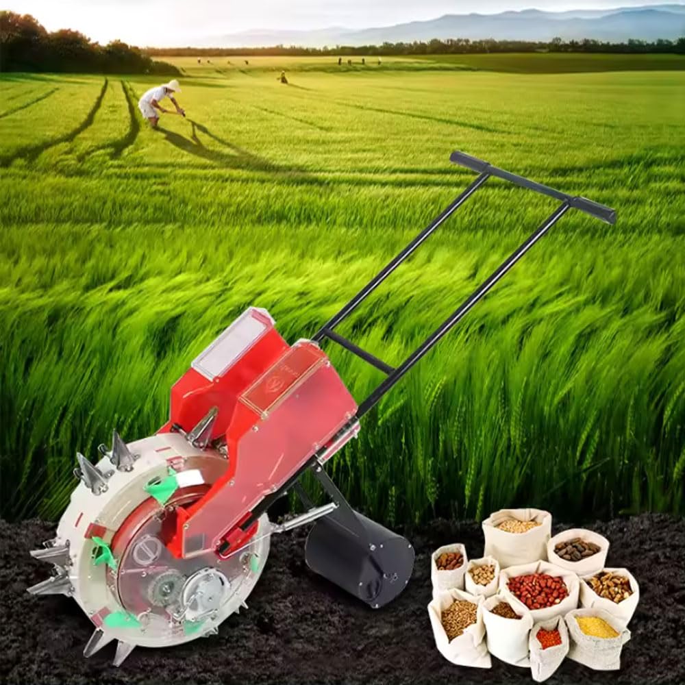 Seed Sower & Fertilizer Applicator, Manual Seeder Planter Garden Seeder Row Planter Precise Seeding Machine Hand-Push Seeder for Corn Soy Peanut Cotton Soybean,7 Holes