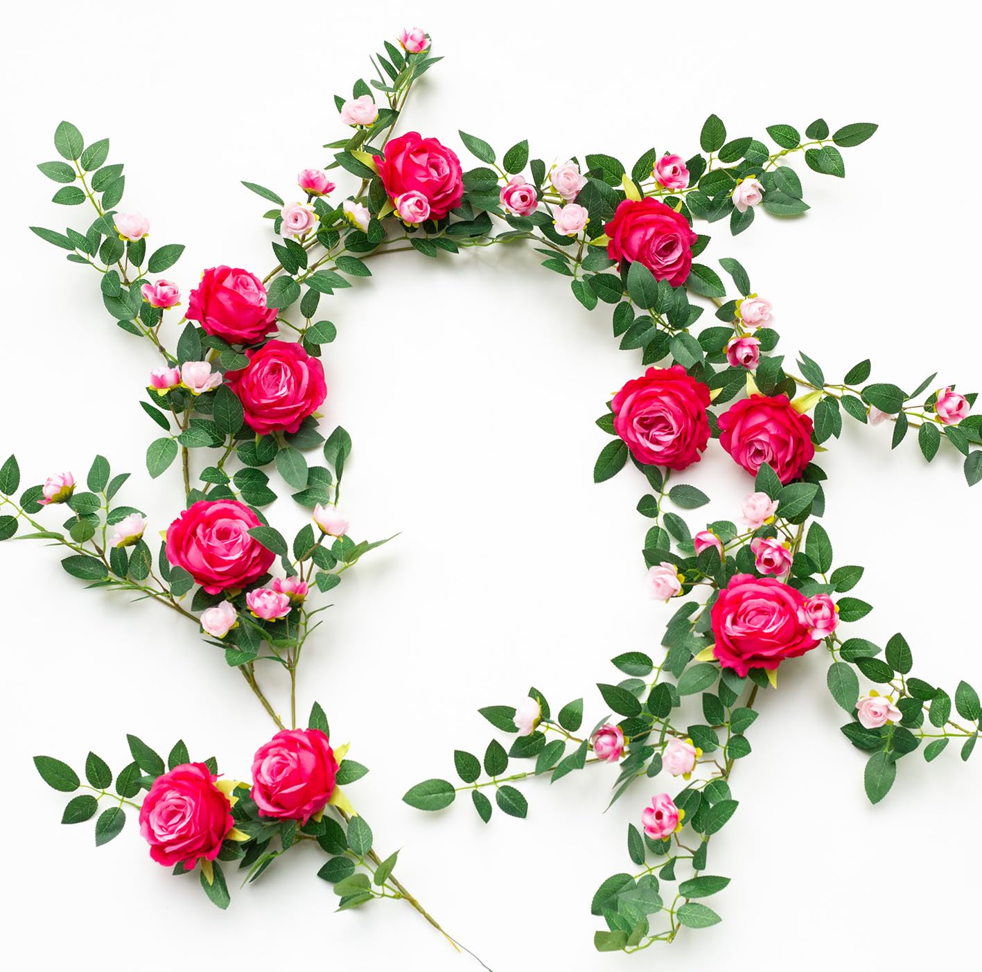 6FT Flower Garland Fake Rose Vine for floral Home Decor, Fuchsia — image 1