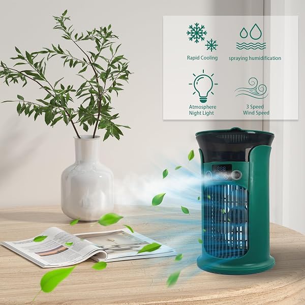 Ventilateur de climatisation portable alimenté par USB, humidificateur d'air, mini ventilateur de refroidissement personnel, ventilateur de refroidissement ultra silencieux pour la famille, les - 2