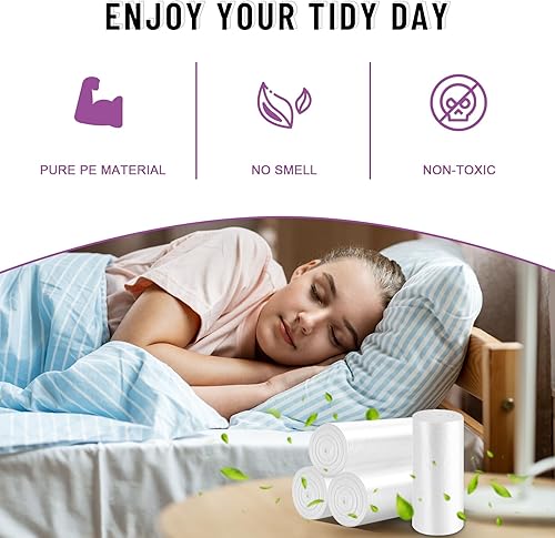 Miniatura 2 de 100 bolsas de basura sin perfume de 4 galones, fuertes y transparentes, ideales para baño, oficina, cocina, dormitorio, campamento, sala de estudio