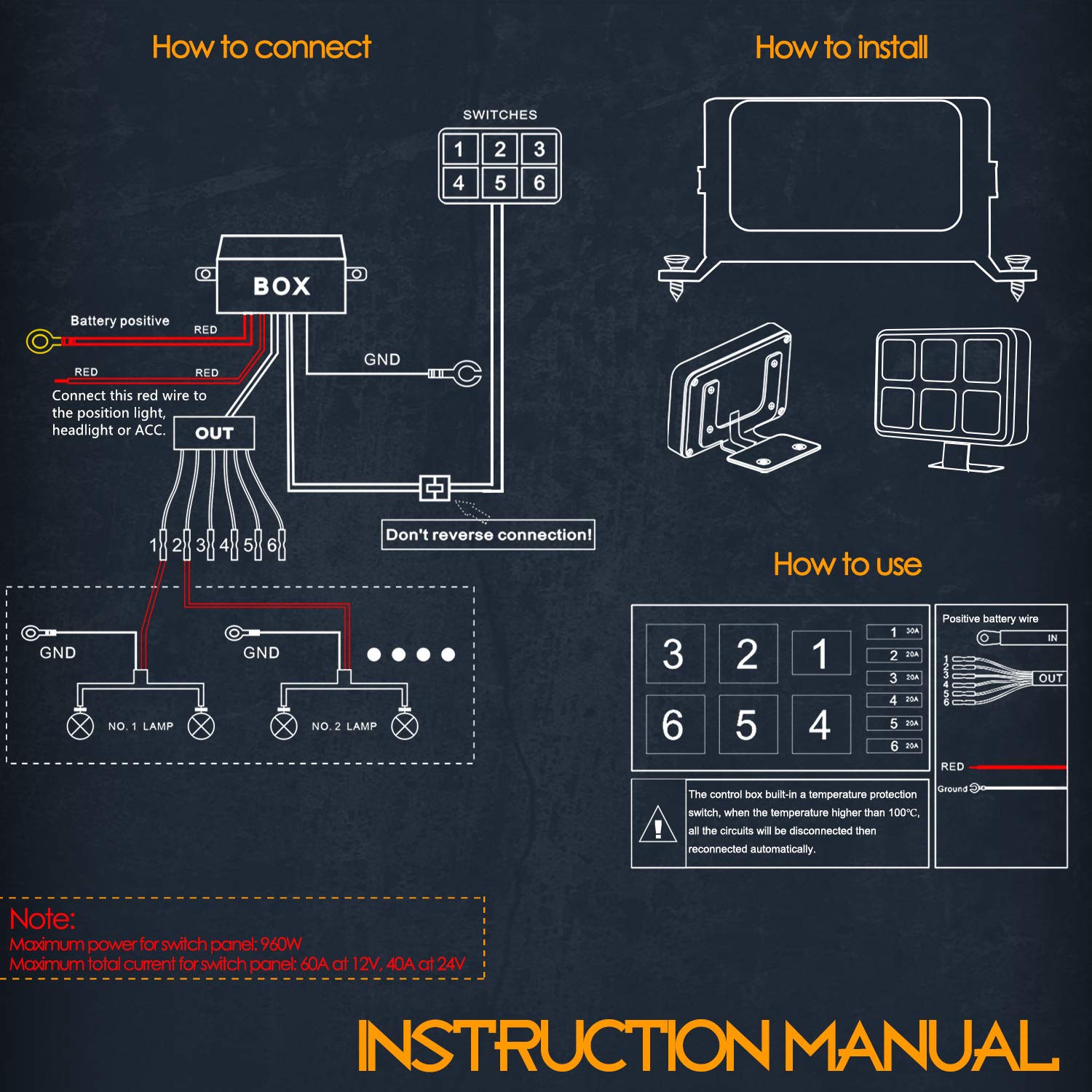 6 Gang Switch Panel, Nirider Universal Circuit Control Box Button