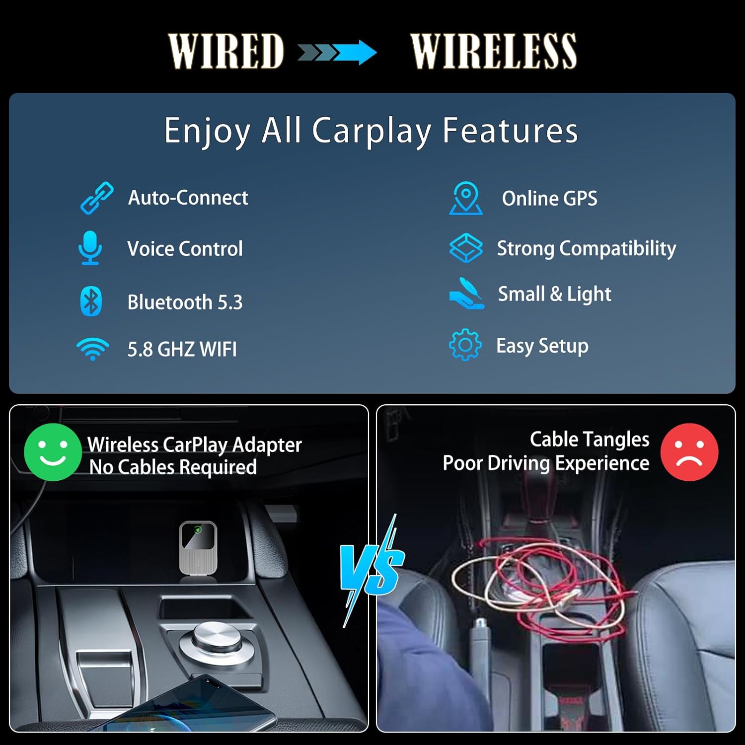 Wireless CarPlay Adapter for iPhone - Convert Wired to Wireless CarPlay, Plug & Play, Fast & Stable Connection - Mini USB & Reset Button, Compatible with Cars 2016+ (Grey) - Image 7