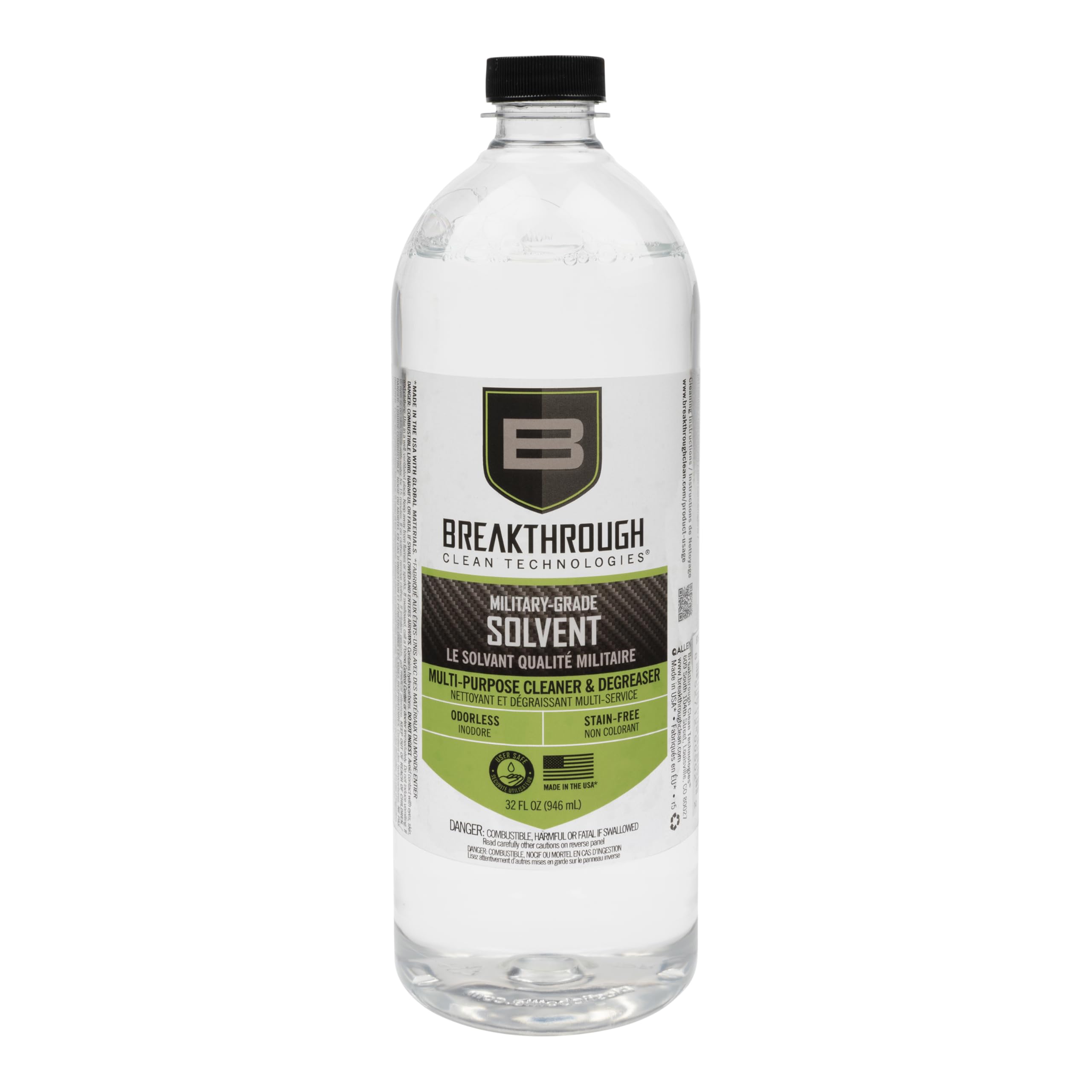 Breakthrough Clean Technologies Military-Grade Handgun and Rifle Cleaning Solvent, Grease Remover - 6oz/2oz/15ml/32oz Spray Bottle
