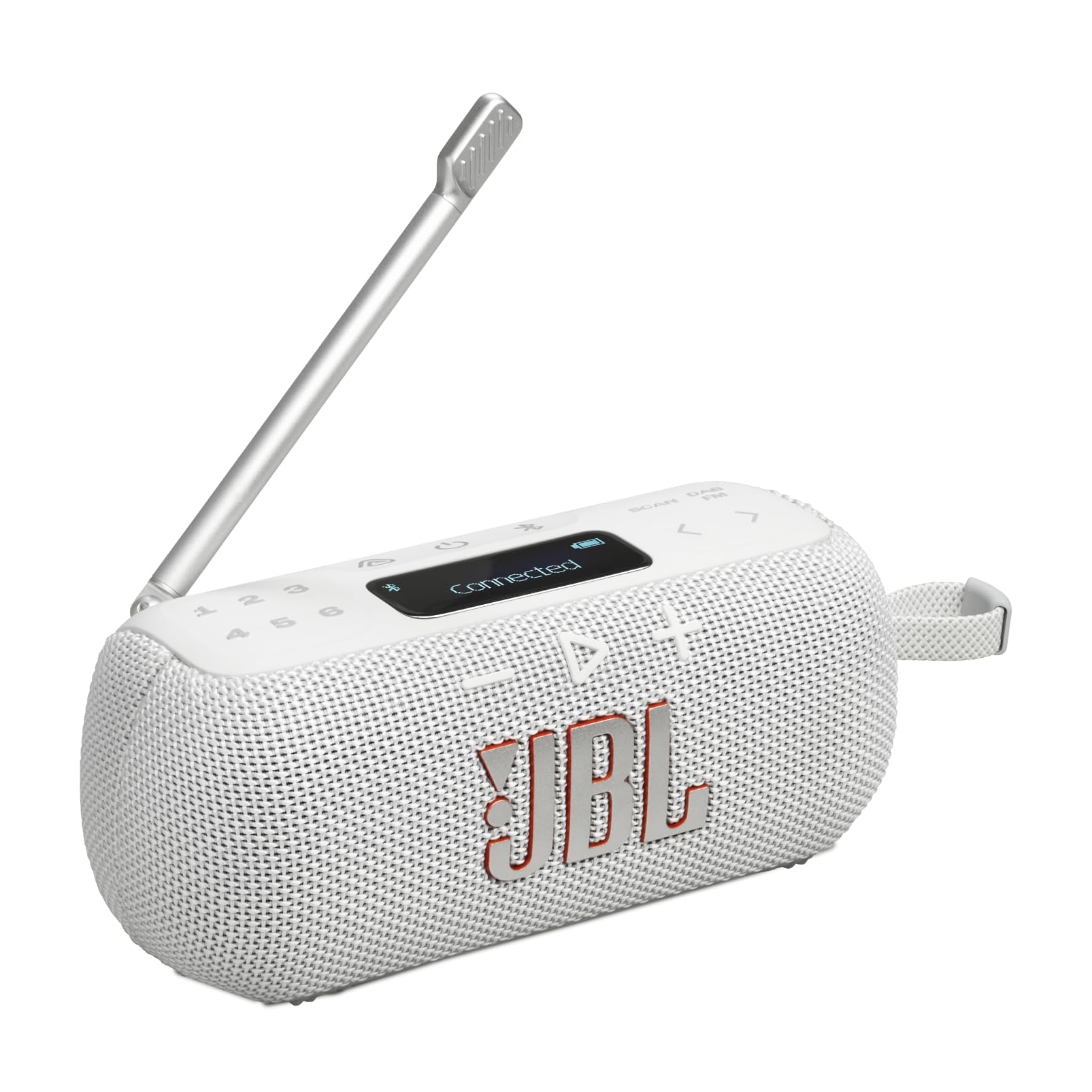 JBL Tuner 3 Radio portátil Dab/Dab+/FM Bluetooth con 6 ajustes, hasta 15 h de autonomÃa, Resistencia IP68, conexión Multi-Altavoz Auracast, Compatible con la aplicación JBL Portable, Blanco TUV Rheinland Recycled Material Verified