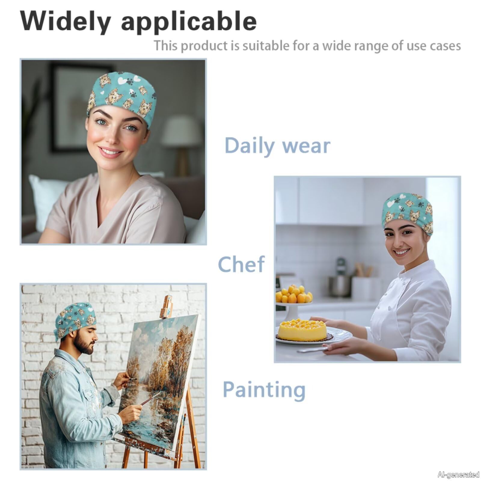 Uroczy zestaw peelingów z nadrukiem zwierzęcym dla kobiet z czapką | Szybkoschnący peeling medyczny, lekkie koszule do szorowania dla kobiet, akcesoria do asystentów medycznych