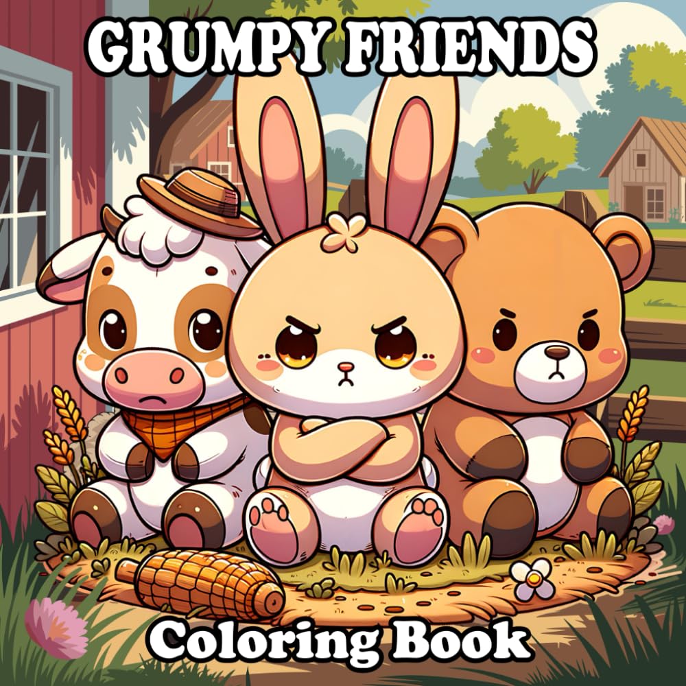 Grumpy Friends Coloring Book: Funny and Cute Grumpy Animals for Relaxation and Fun