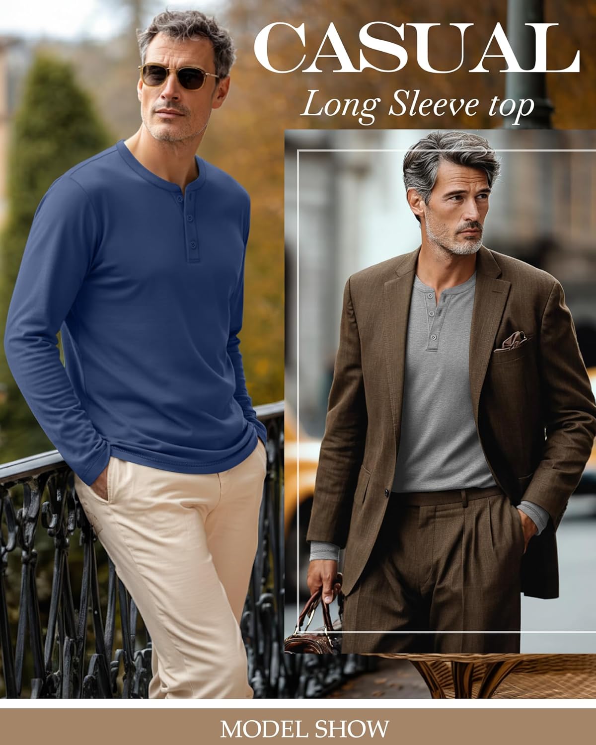 4 Pack Men's Big and Tall Henley T-Shirts, Long Sleeve Crew Neck 3 Button Casual Soft Basic Tee Tops Multipack - Image 5