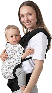 DROMADER Panda Mochila Porta Bebé Hip - Mochila porta Bebé Ergonómica para Niños de 7 a 15 kg - Porte Delantero y Trasero - Tirantes Ajustables - Hecha a Mano con Algodón 100% - Lavable a Máquina