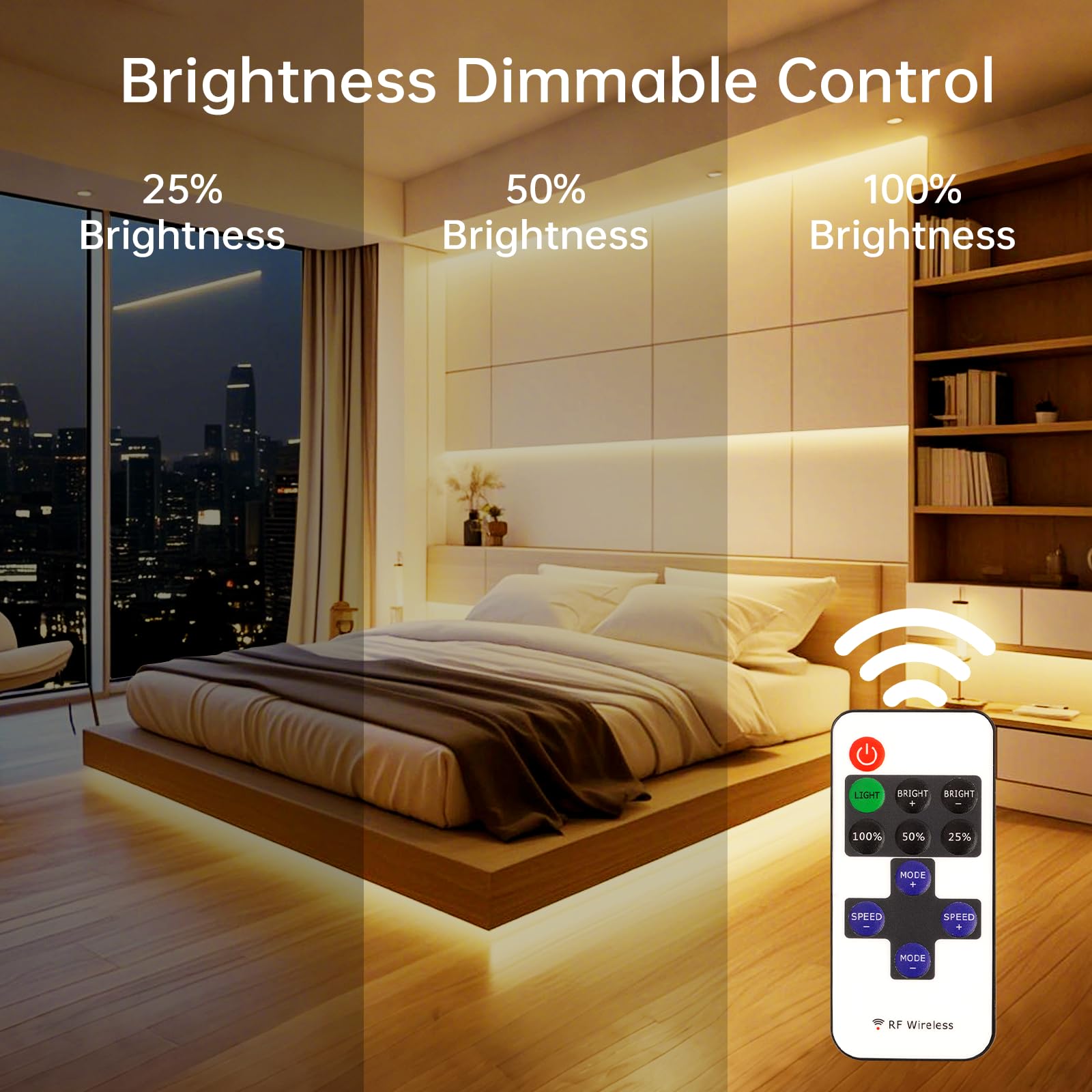 PSTAR Cob Tira Led 4M, Blanco Cálido 2700K Regulable, Con Fuente De AlimentacióN Y Control Remoto, Luz Debajo Del Gabinete 320 LED/m, Para Dormitorio/Cocina/DecoracióN Del Hogar