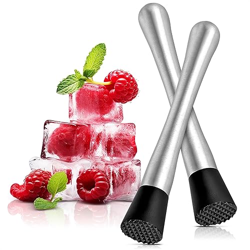 2 unidades de molinillo de barra para cócteles – Morddler de cóctel de acero inoxidable de 8 pulgadas para limonada, suministros esenciales de bar y