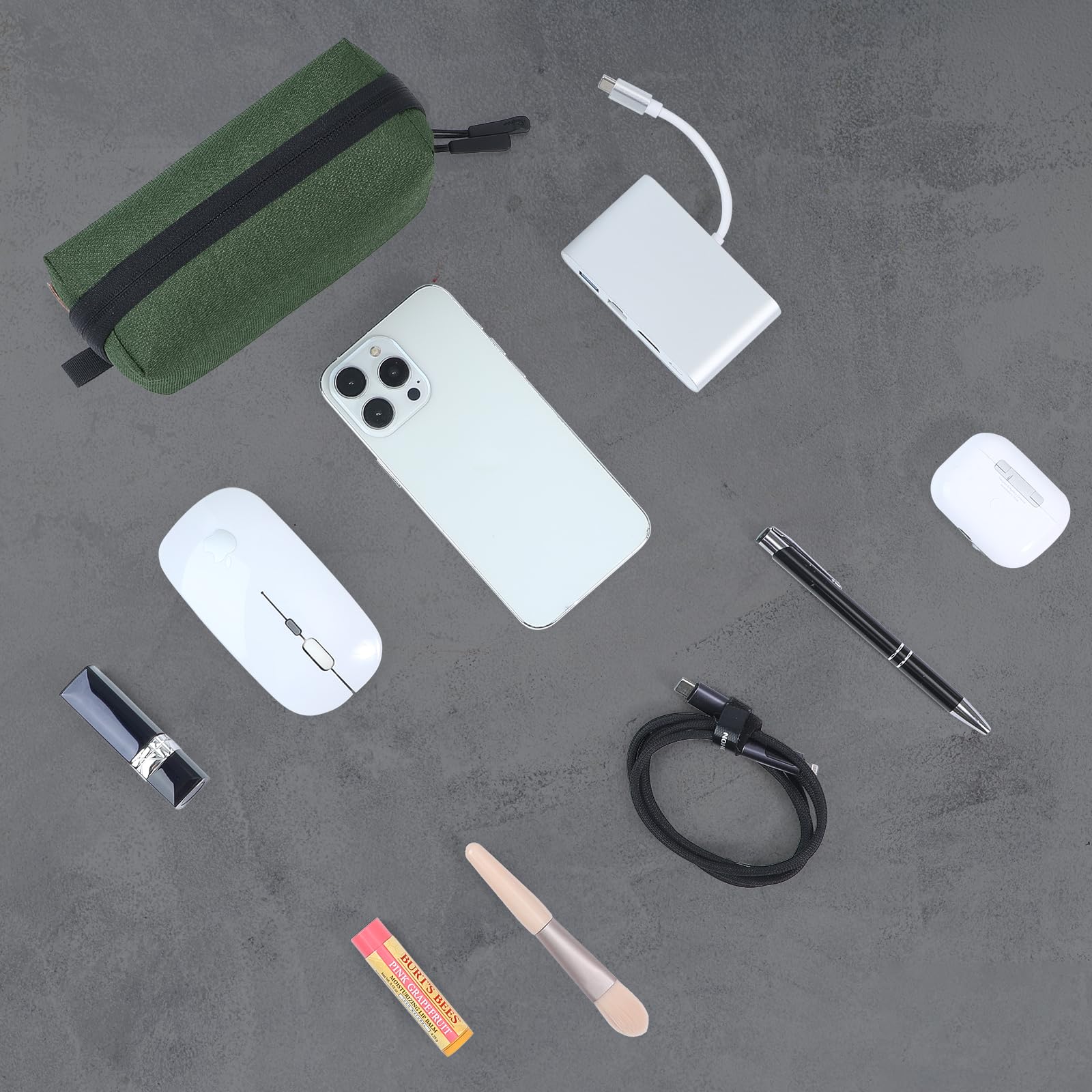 SIMTOP Borsa Organizer Per Cavi Piccola,Compatta Per Accessori Per Laptop,Organizer Per Cavi,Schede SD, ideale per Viaggi,Ufficio e Fotografia,Verde