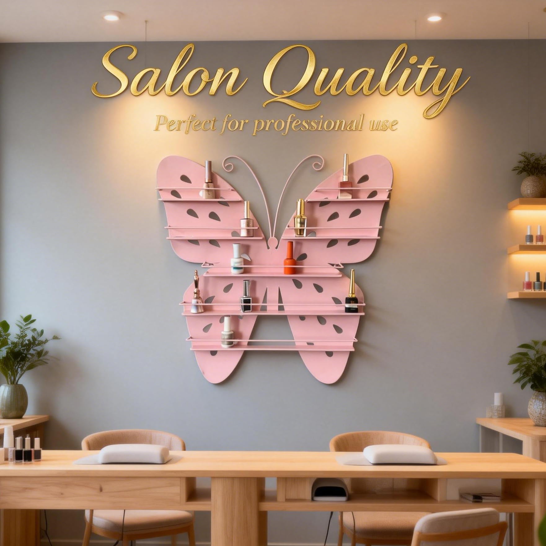 Espositore Creativo A Forma di Farfalla, Porta Smalti da Parete, Contenitore in Metallo per Cosmetici, Ideale per La Casa E I Saloni di Bellezza,Bianca