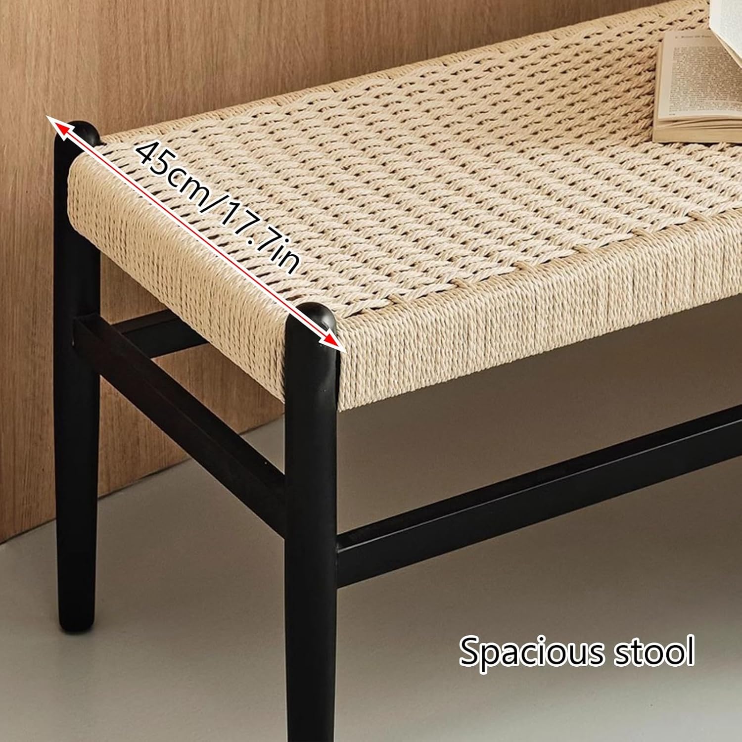 Dining Bench, Woven Wood Bench, Dining Room Bench, Sturdy and Stable, Table Benches, Kitchen Table Bench, Easy Assembly(Brown)