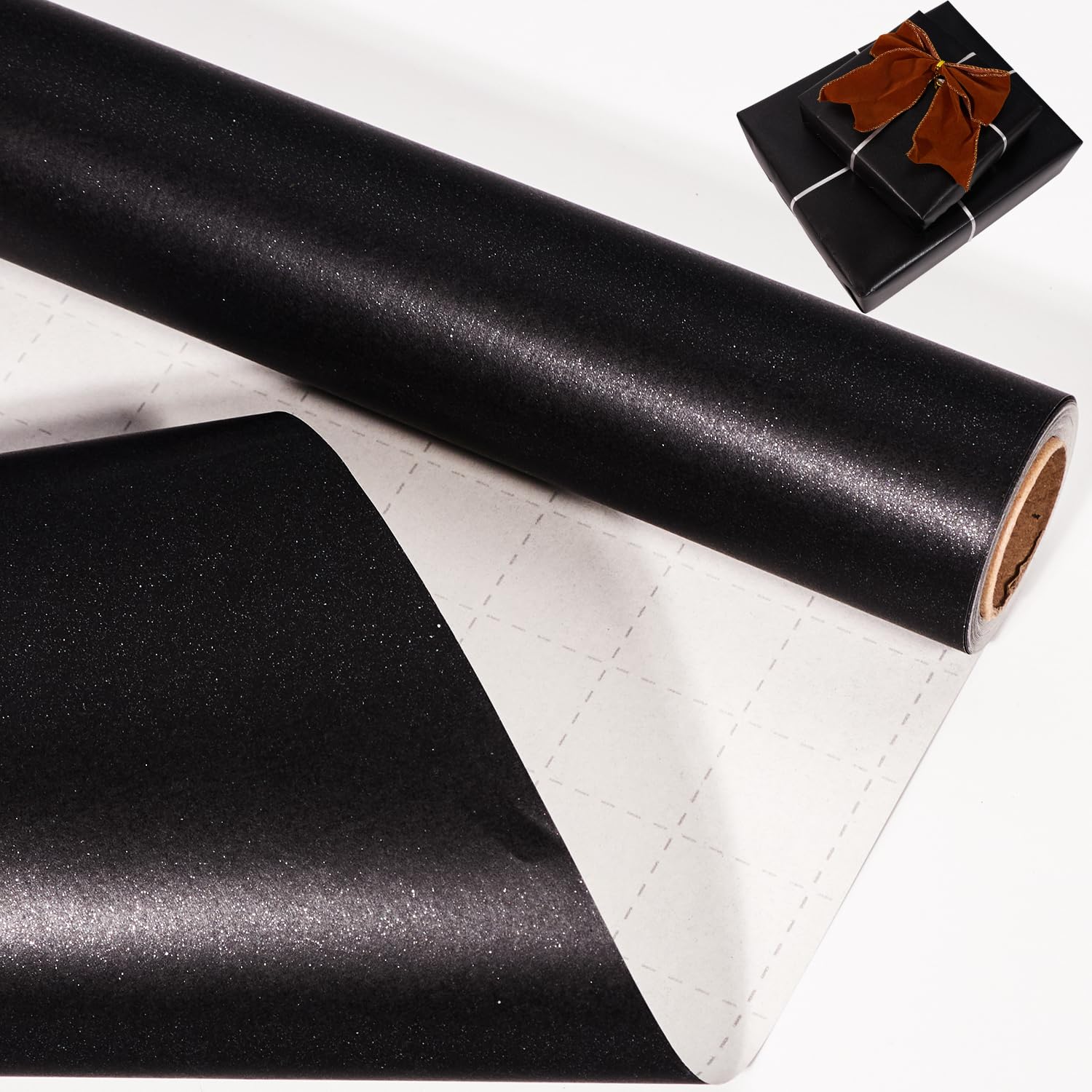 Black Wrapping Paper Roll,43cm*10m Pearly Lustre Black Wrapping Paper, Pearlescent Kraft Gift Wrap Paper for Birthday,Party,Wedding,Christmas,Festive Decorations,DIY Crafts