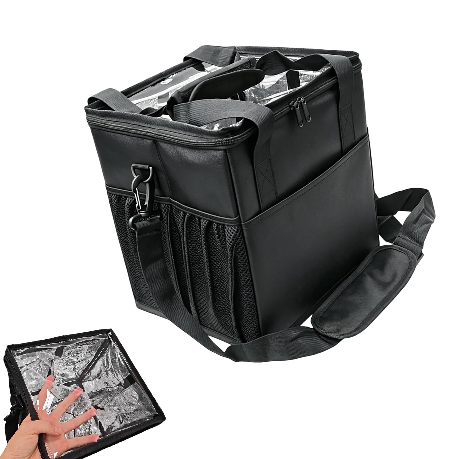 YROHGKPN Foldable Cup Holder Bag Capacity 4 Cups Adjustable Dividers Portable Design Shoulder Strap Waterproof Nylon Bag