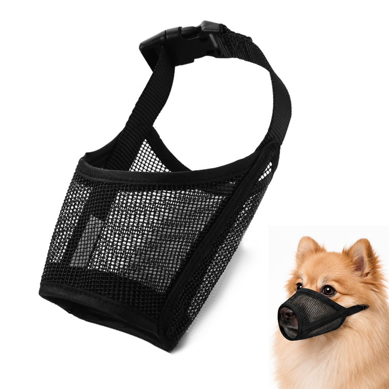 Muselière pour Chien Noir, Ajustable pour Petit Chien 6-12 kg, Respirante avec Trou pour Haleter et Boire, Anti Morsure, pour Promenade Toilettage et Vétérinaire