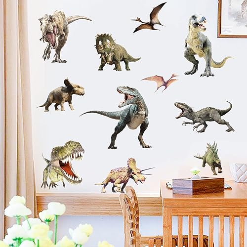 Miniatura 2 de Calcomanías de pared de dinosaurio para habitación de niños calcomanías de pared extraíbles de dinosaurio para dormitorio de niños guardería sala de