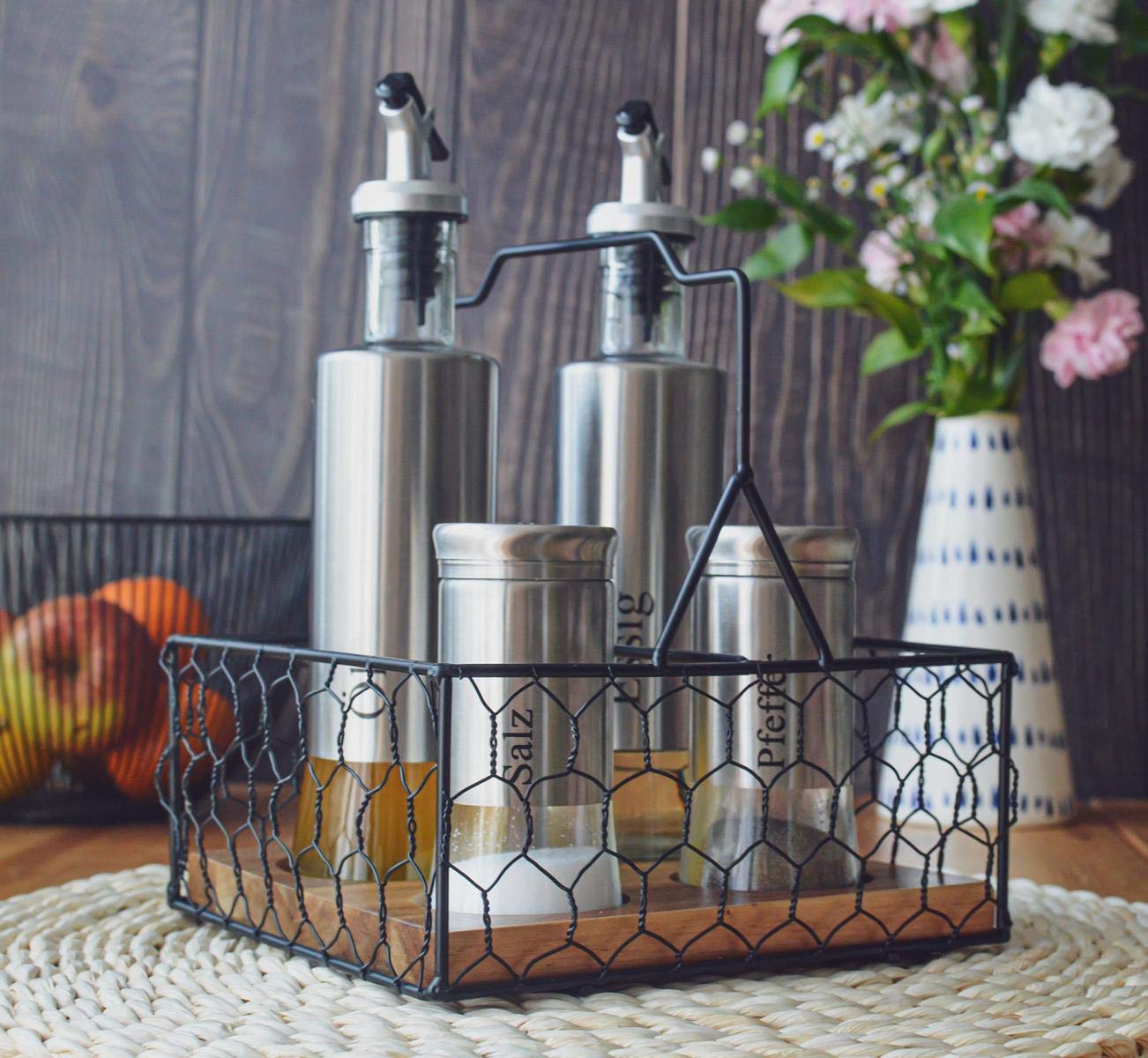 Eichhorn Set De Salade 28 Pièces – Légumes En Bois, Salière, Poivrière, Vinaigre, Huile – Dès 3 Ans