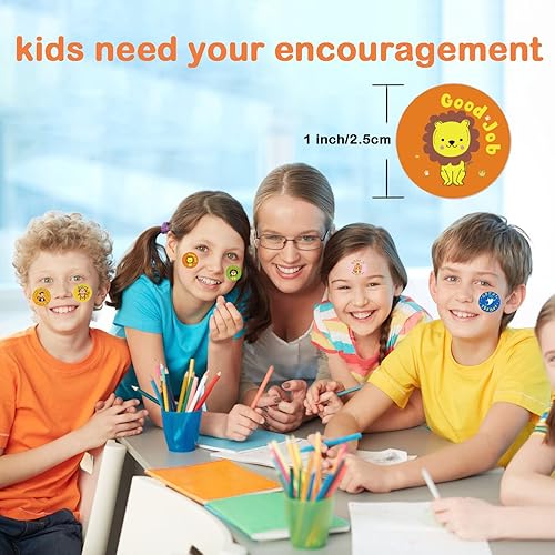 Miniatura 3 de Giliger 2000 calcomanías motivacionales para profesores para niños, calcomanías de recompensa, estudiantes, niños, 4 rollos de calcomanías