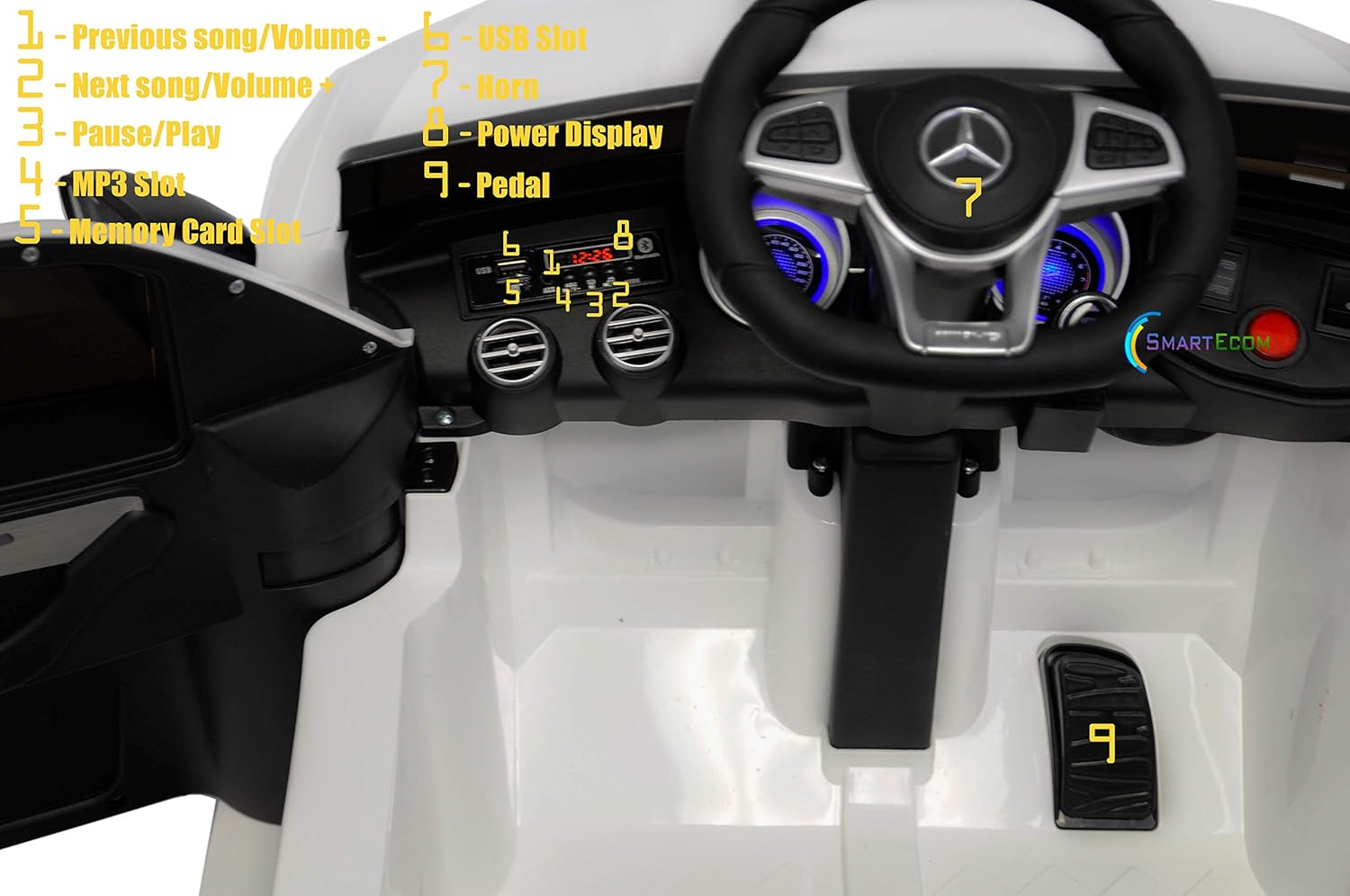 Ride On Toys - 12V Battery Powered Ride On Car with Remote Control - Licensed Electric Car for Kids w/ Open Doors, Leather Seat, MP3 Music and Horn White : Toys & Games