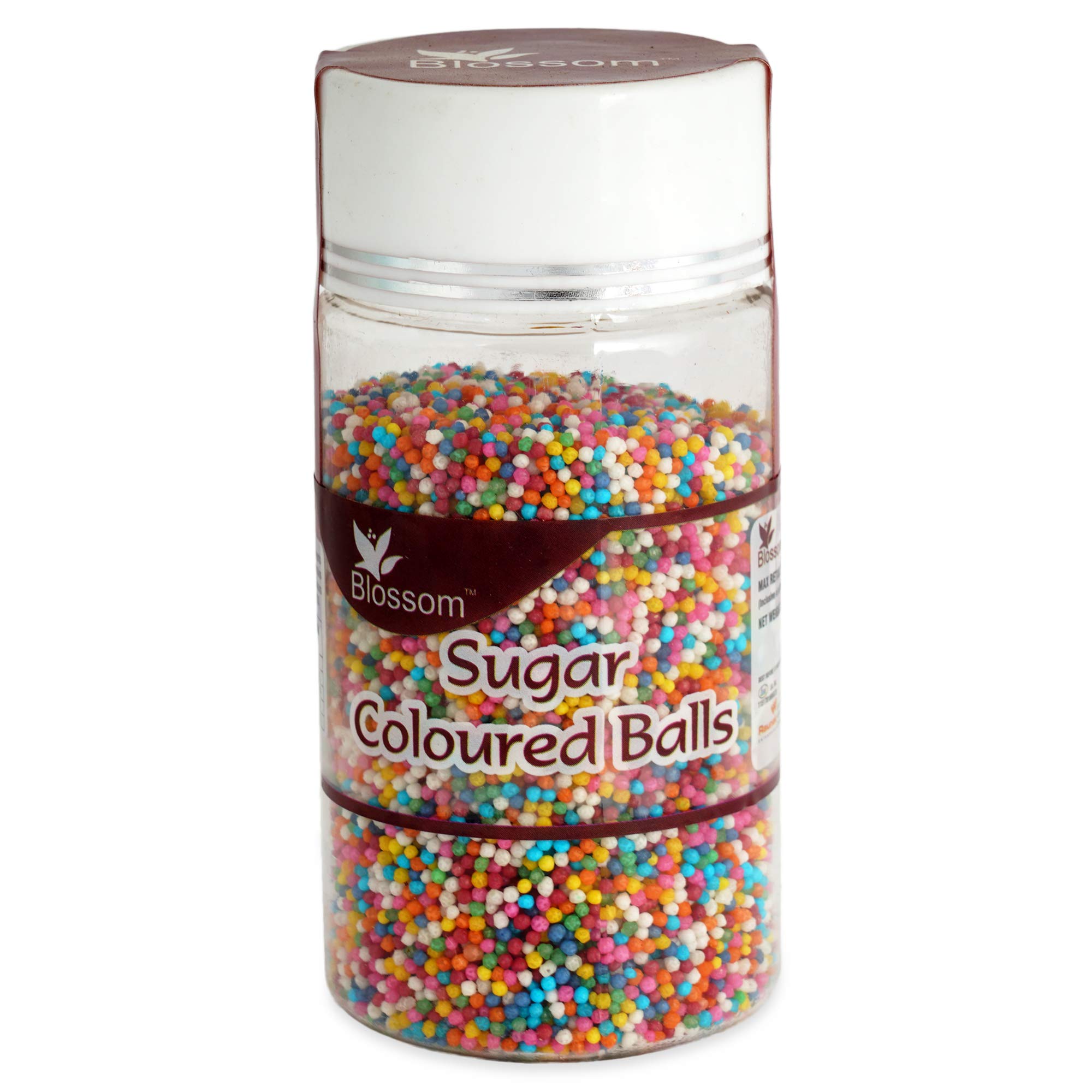 BLOSSOM Edible Rainbow Sprinkle Balls for Cake Decoration & Toppings - Colored Sugar Balls , 250 gm