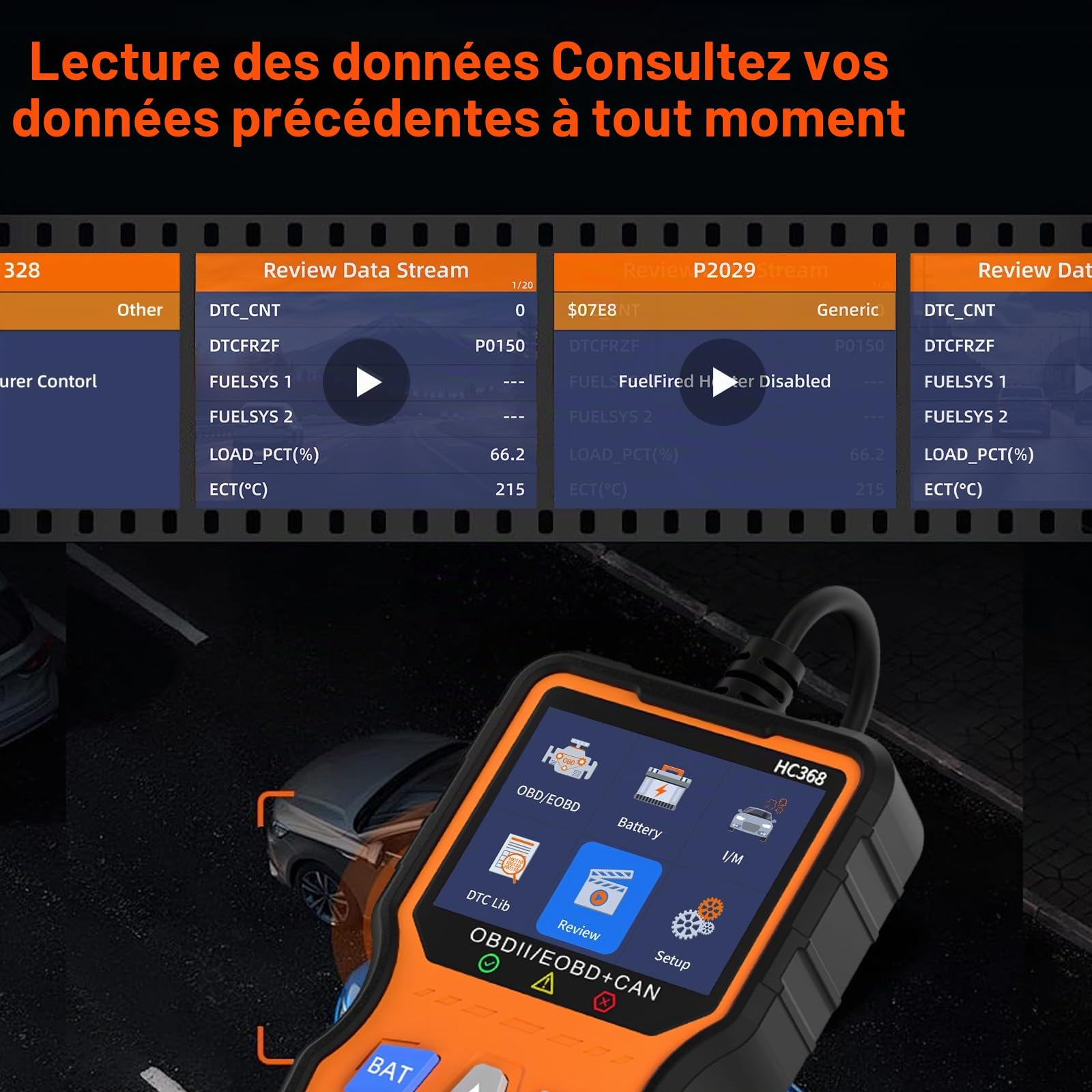 OBD2 Diagnostic Auto Valise Voiture,OBD2 Valise Diagnostic Auto Multimarque Français,Lecteur de Codes de Panne Moteur pour BMW Peugeot VW Audi Tous Les Véhic (HC368)