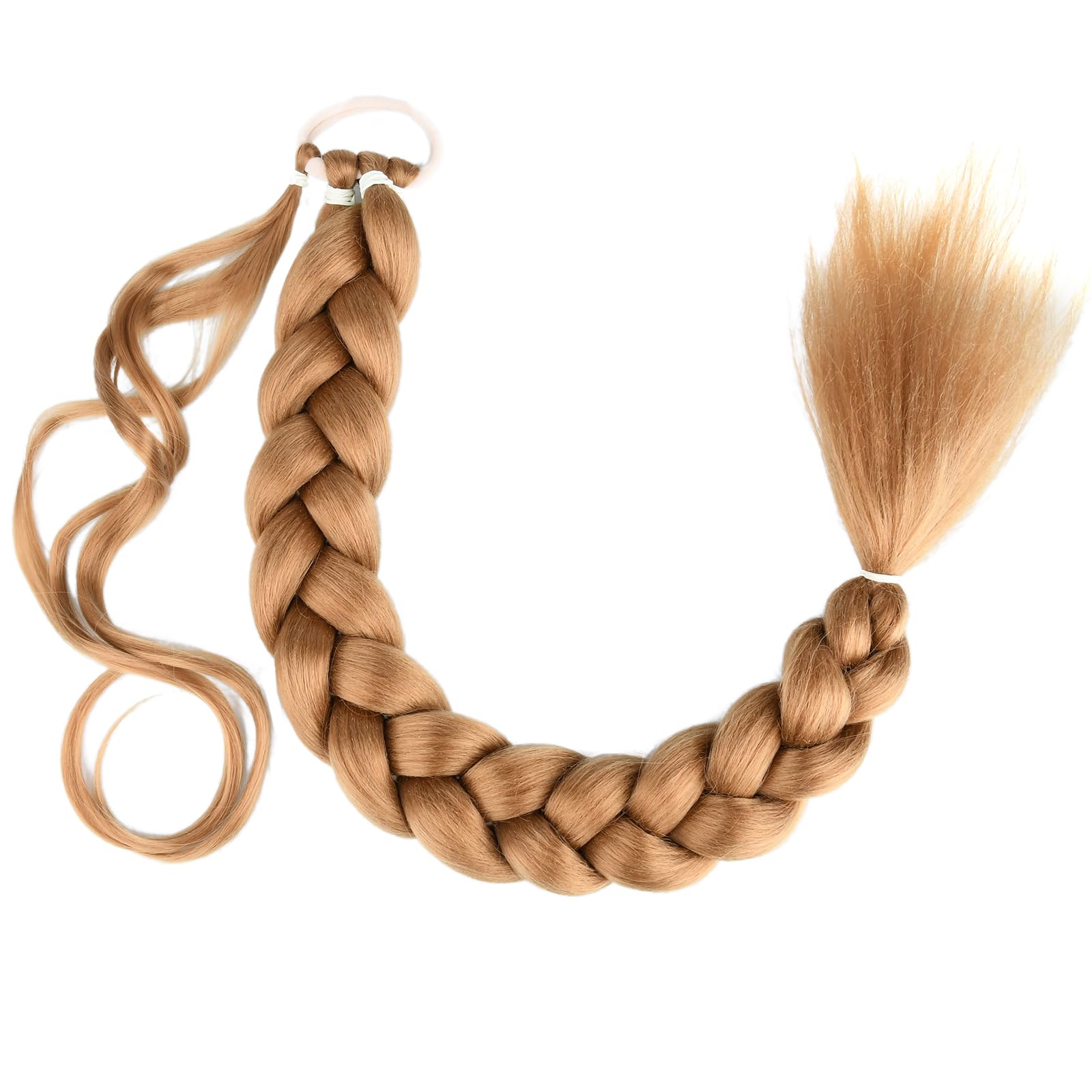 Gledola Long Braided Ponytail Extension 30 Inch Pre stretched Braiding Hair Extensions DIY Braid Ponytail Synthetic Hair Piece (Strawberry Blonde