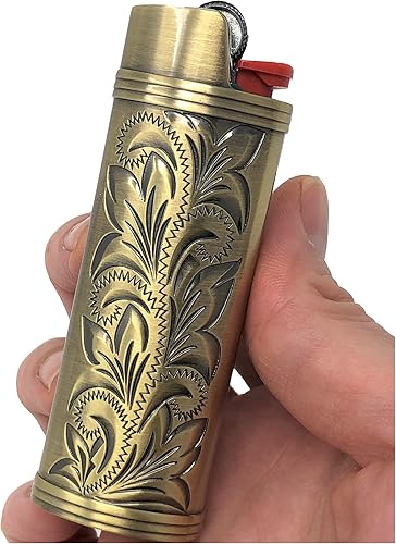 Funda para encendedor de metal vintage, compatible con BIC Full Standard Lighter J6, funda de metal para encendedor de metal, funda para encendedor