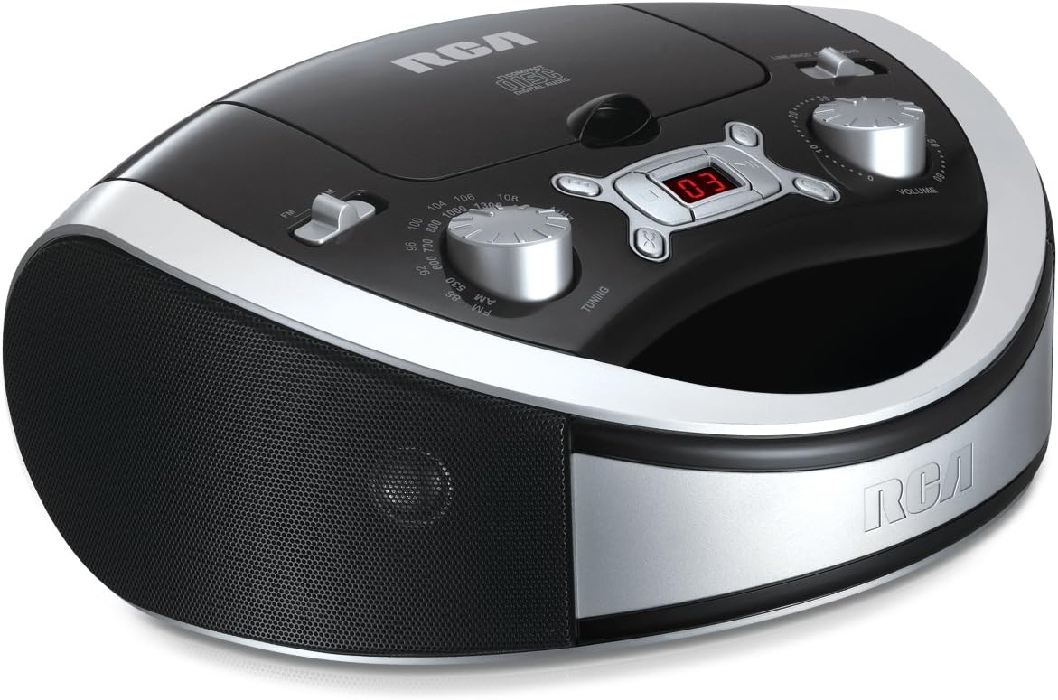 RCA Portable Stereo CD Boombox Home Audio Player - Digital AM/FM Radio, Black (RCD331BK)