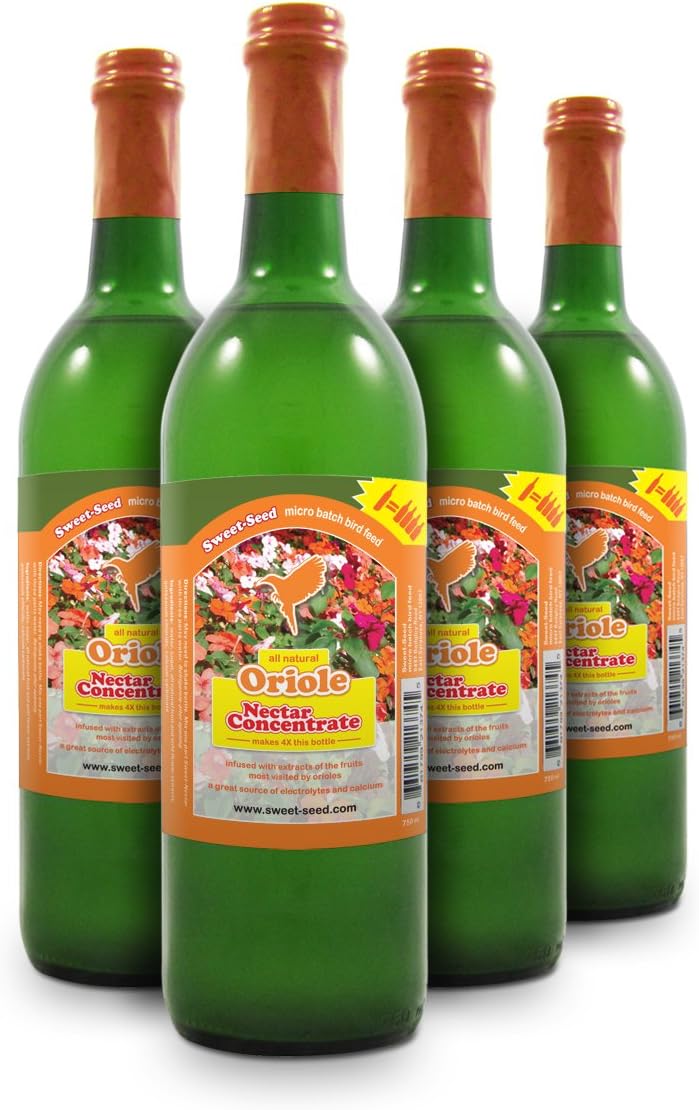 Sweet-Nectar Oriole Food: [4-Pack] All-natural & Dye Free Premium Oriole Nectar Concentrate (100 oz./Makes 400 oz.)
