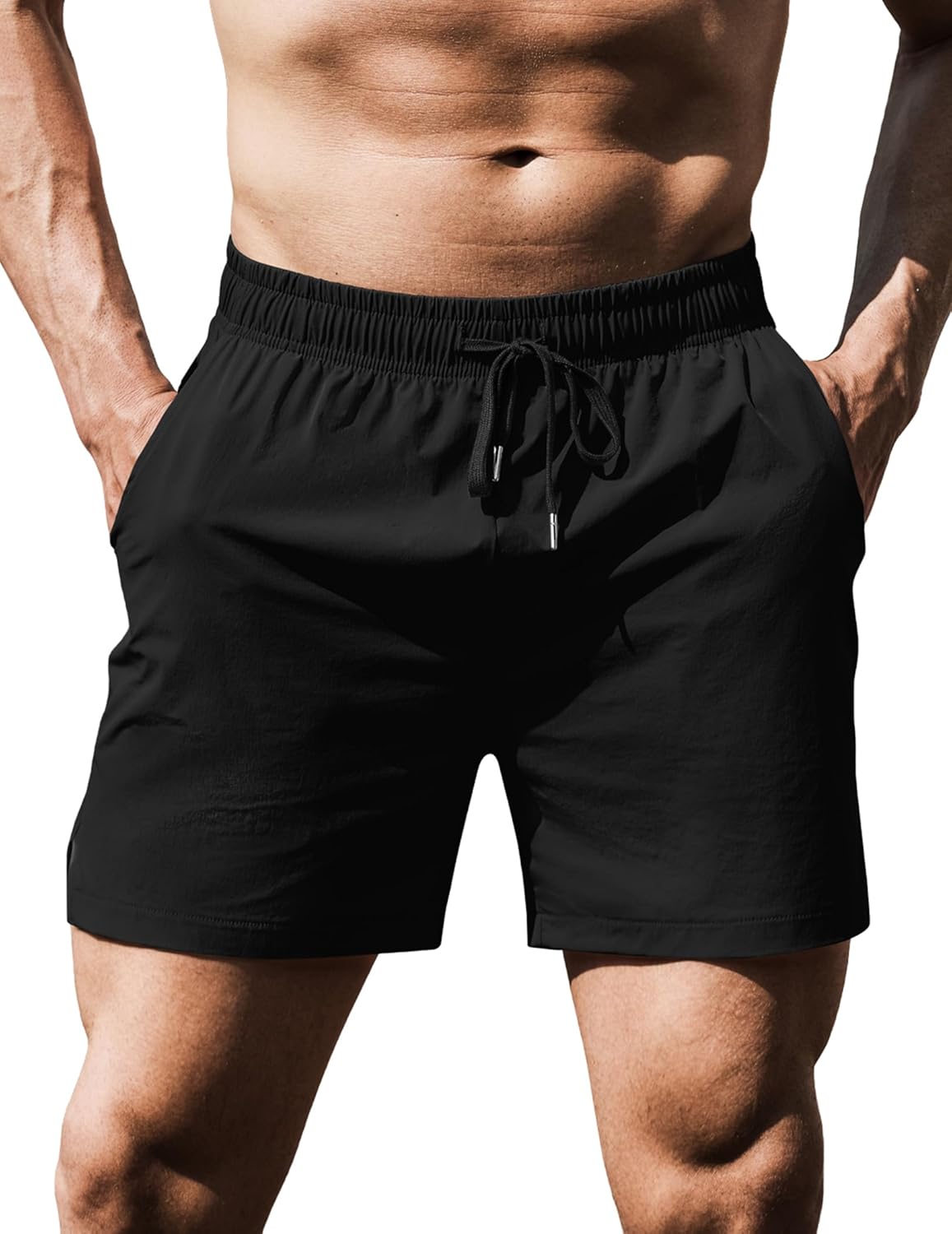 COOFANDY Men's Running Athletic Shorts 5 Inch 2 Pack Gym Workout Shorts Fitted Exercise Hiking Shorts with Zipper Pocket