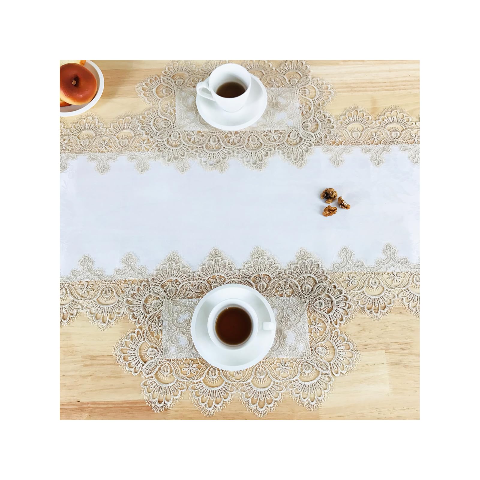 BrekSdat Lace Placemats of Polyester for Dining Table Set of 2 Farmhouse Style for Fall Wedding Hotel Kitchen 12 x 18 Inches Vintage Embroidered for Halloween, Thanksgiving or Christmas, Washable