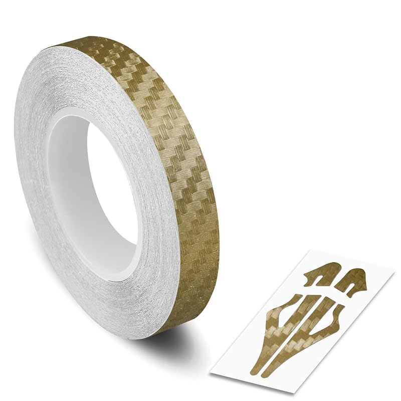Fita adesiva de pinstripe em vinil AutoXpress Motors Group Carbon Fiber Gold 9 mm – rolo de 9,80 m