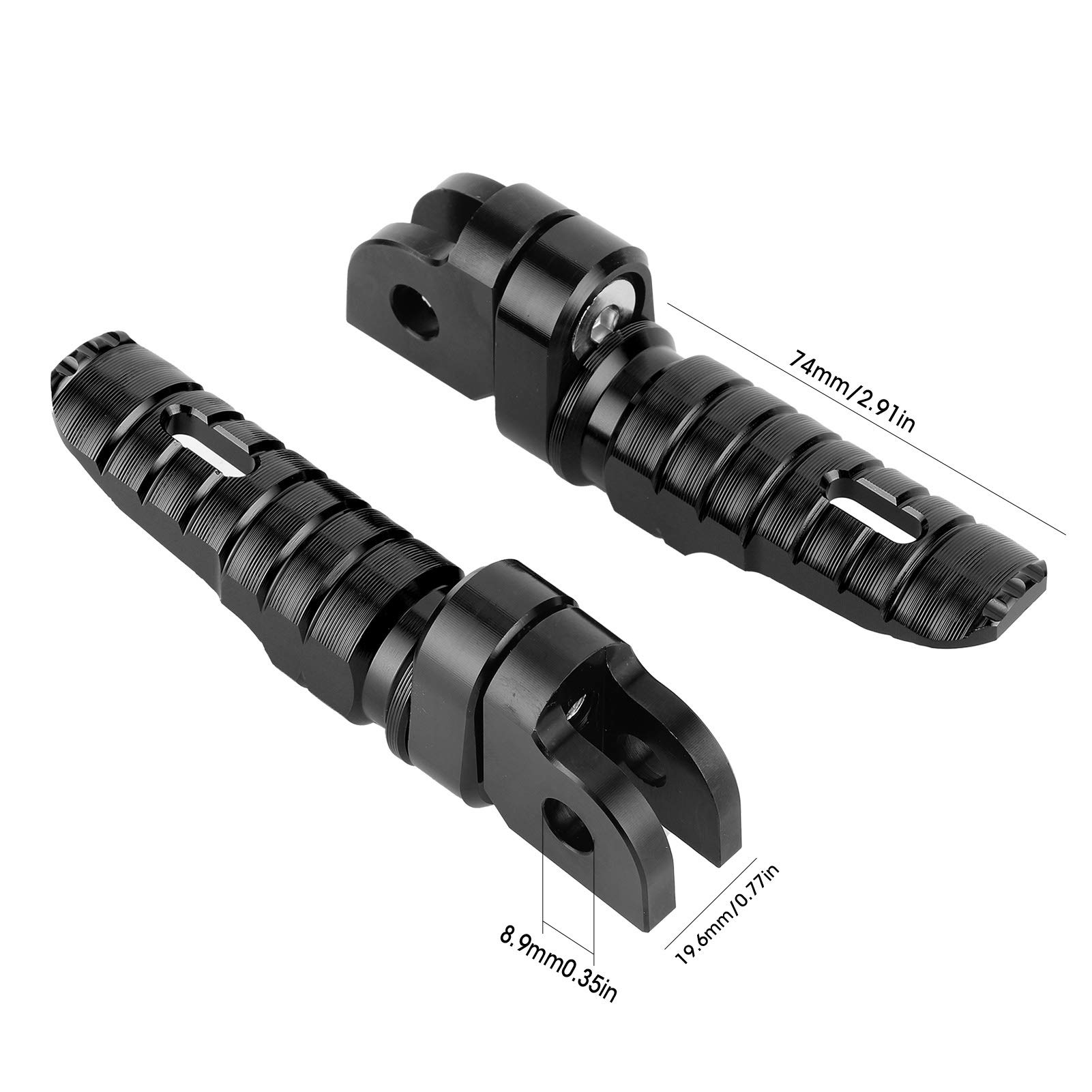 Coppia pedane anteriori moto in lega di alluminio anteriore sinistra destra adatta per Yamaha MT‑03 MT‑25 MT‑07 MT‑09 R3 XJ6(Nero)