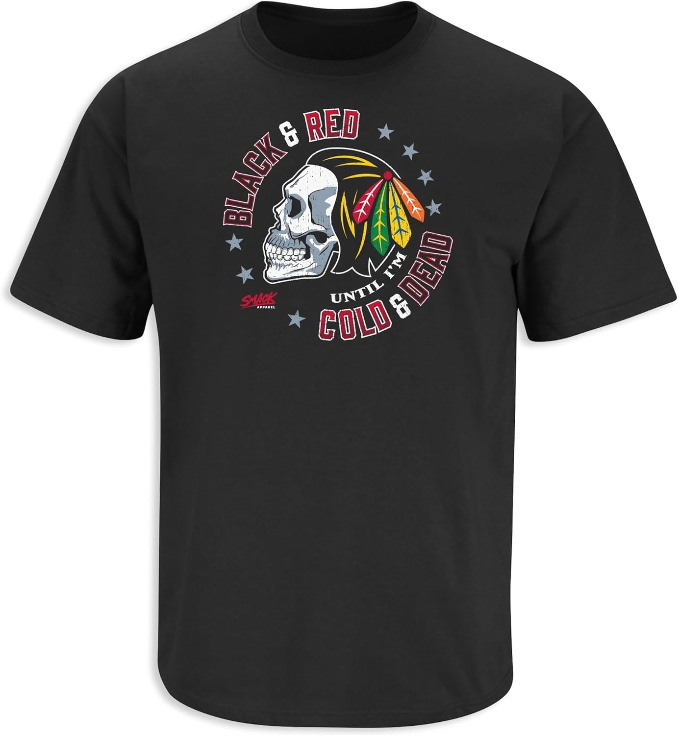 Smack Apparel Skull T-Shirt for Chicago Hockey Fans (SM-5XL)
