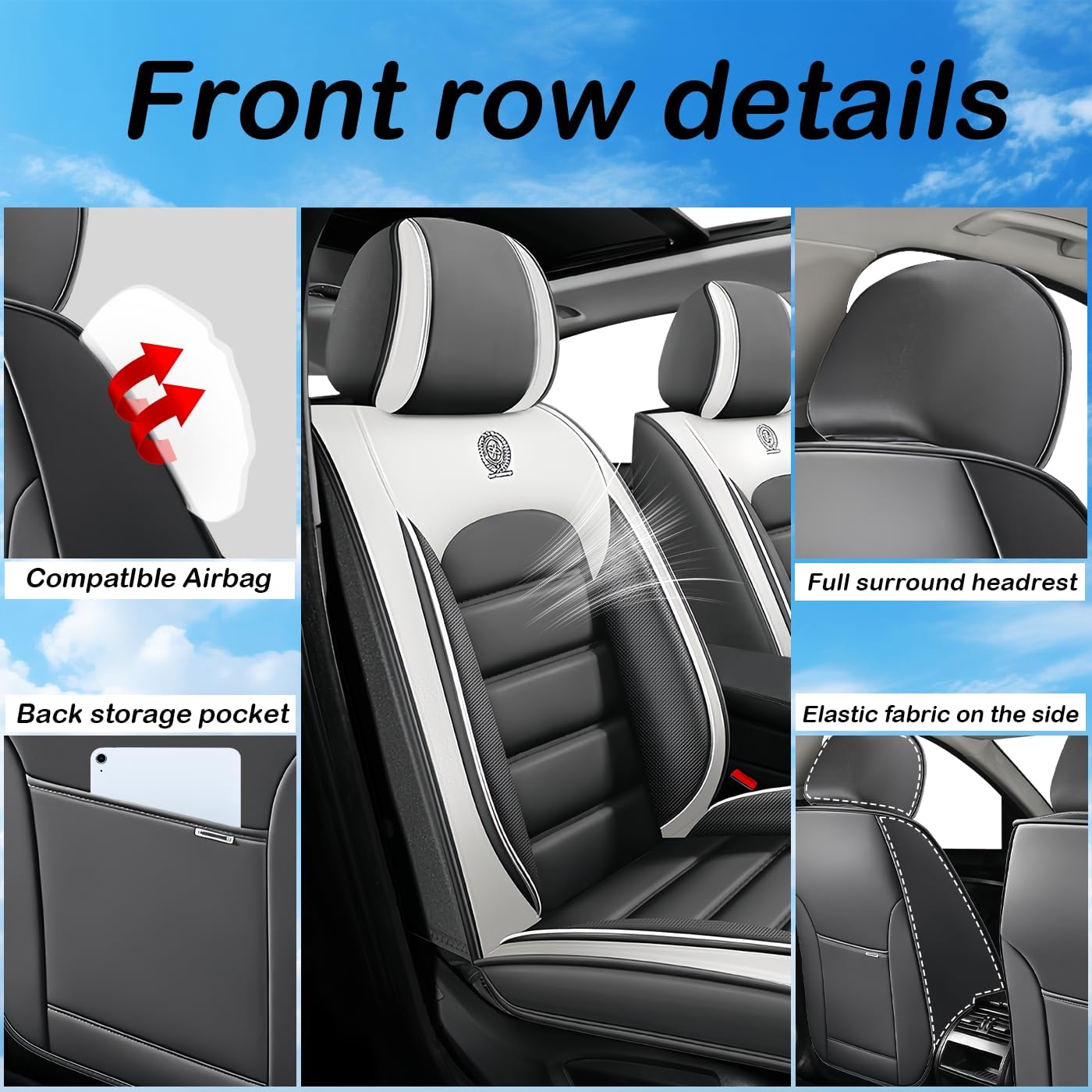 Custom Fit Car Seat Covers for Hyundai Palisade 2020-2024, 7-Seat (2+2+3 Configuration) - Car Seat Cover Full Set Ultimate Protection, White Gray