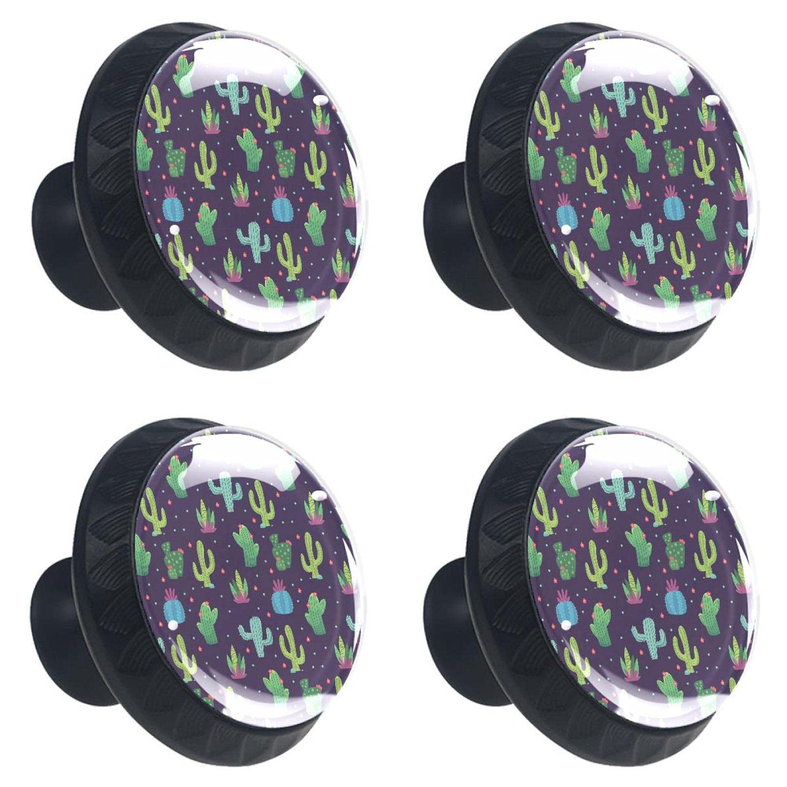 Boutons de placard ronds en verre cactus vert marine 30mm - Lot de 4 avec vis