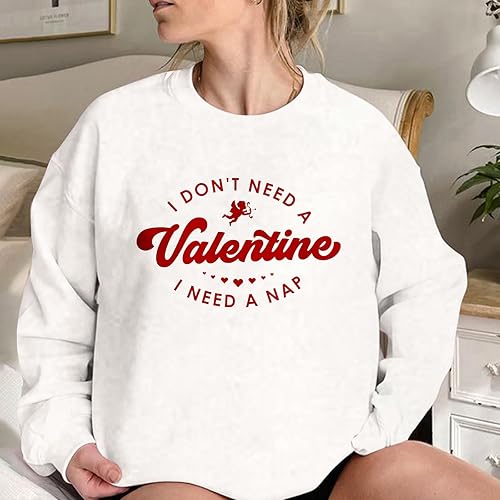 Miniatura 2 de Cute Valentine's Day Shirt for Women Funny Angel Heart Graphic Sweatshirt Long Sleeve Crewneck Pullover Tops 2024 Spring