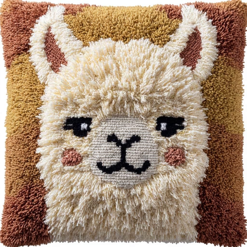 Taxpy Latch Hook Cushion Kits Animal Alpaca 17X17 Inch