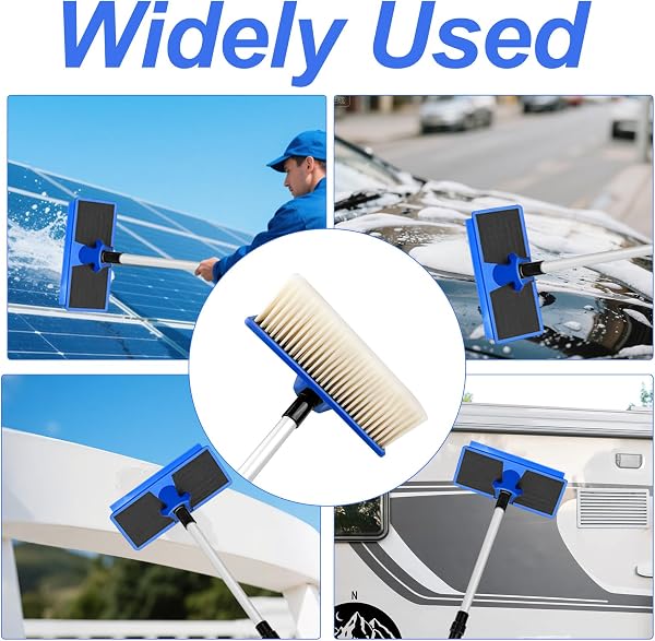 Spazzola Lavaggio Auto, Spazzolone con Manico Telescopico in Alluminio, Scopa per Pulizia con Setole Morbide, Idrospazzola per Auto, Ideale per Caravan, Camper, SUV, Barche, Camion - 5