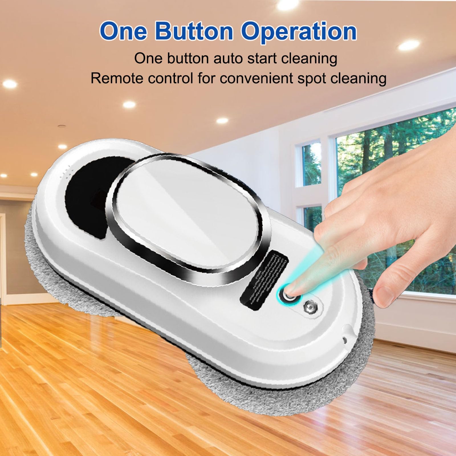 Robot de limpieza de ventanas, automático, 5600 Pa, 3 modos de limpieza, control remoto, 2 8 paños de repuesto preinstalados, doble protección de seguridad