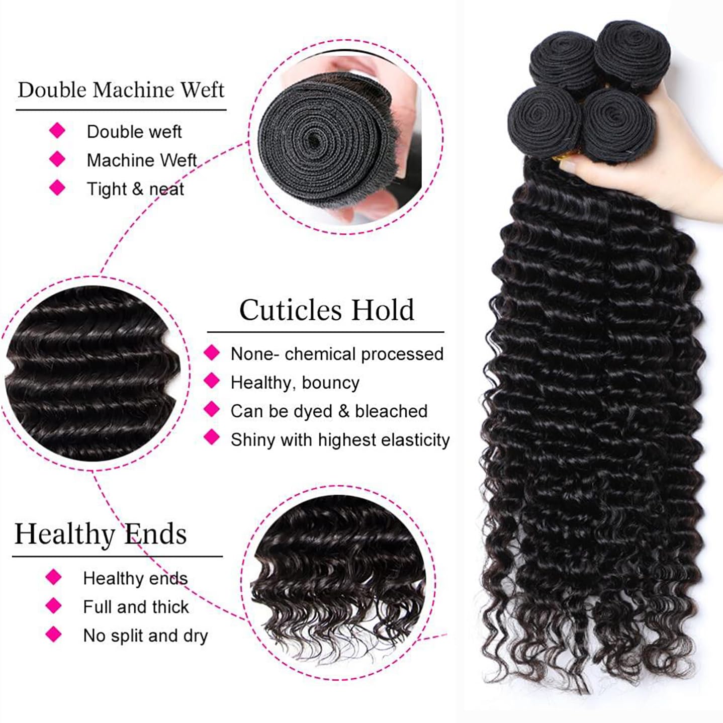Amazon.com : Releek Human Hair Bundles Deep Water Wave 
