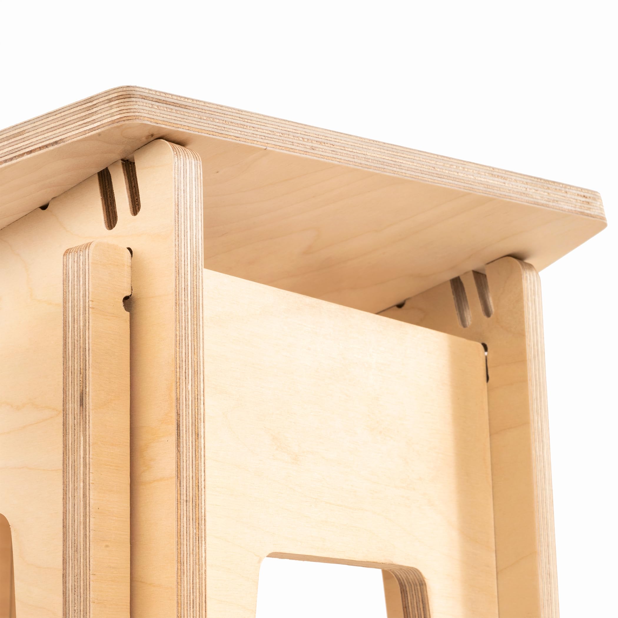 Taburete bajo de madera natural de abedul, ergonómico, altura 46 cm, asiento contorneado, silla pequeña de cocina, taburete de bar, comedor, taberna o terraza.