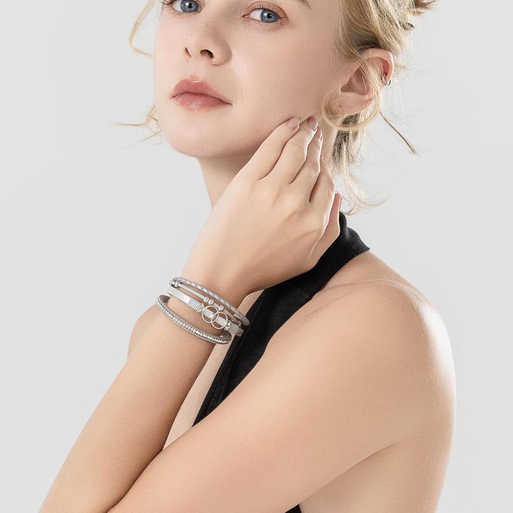 Amazon | FANCY SHINY ボーホー ラップブレスレット レザーカフ